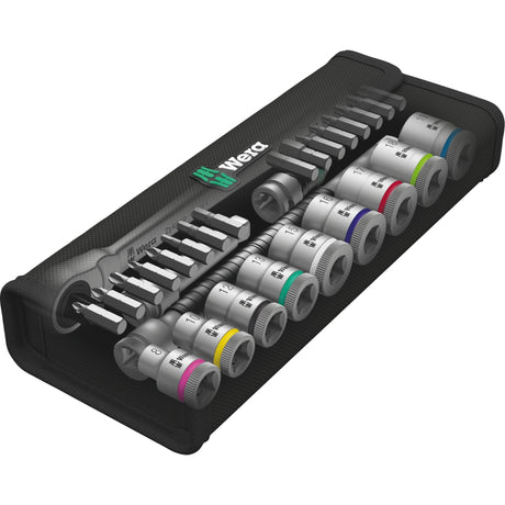 Wera 8100 sb 8 zyklop metal-ratelset, 29‑delig gereedschapsset (zwart zilver, omschakelpal, 3 8 -aandrijving, metrisch)