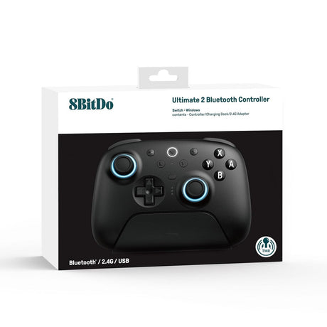 8bitdo ultimate 2 bluetooth controller (zwart, pc, switch 2, bluetooth usb-c 2.4 ghz)