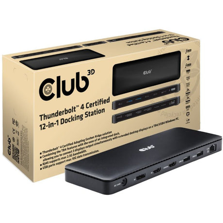 Club 3d thunderbolt 4 12-in-1 dock dockingstation (zwart)