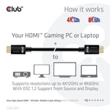 Club 3d gecertificeerde ultra high speed hdmi 2.1 kabel (zwart, 2 meter, 8k)