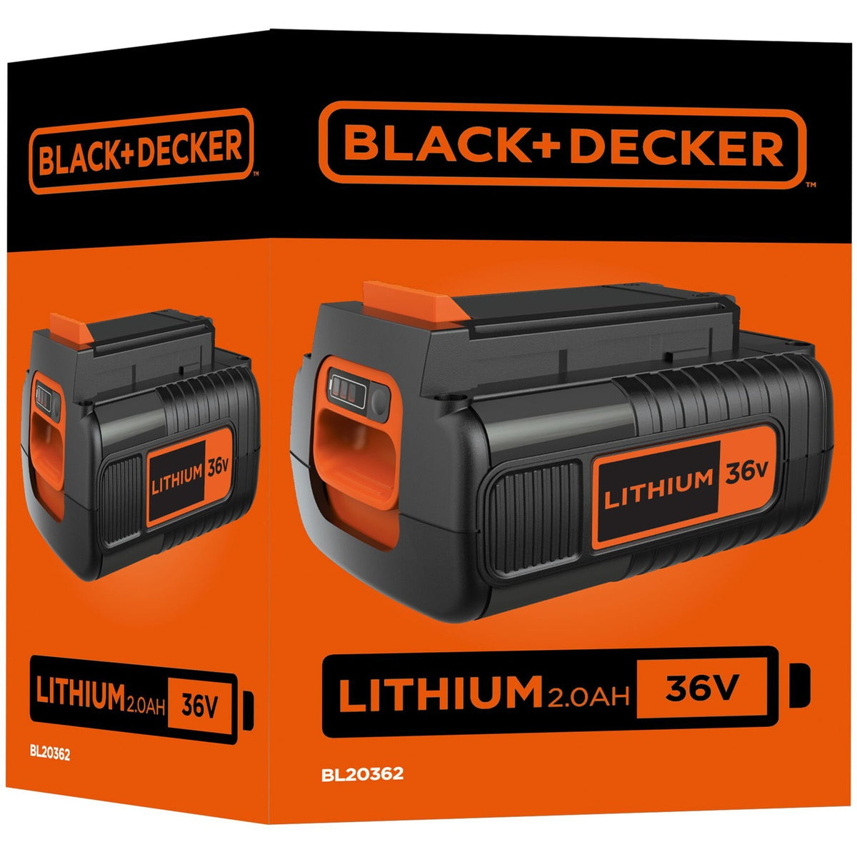 Black+decker lithium ion schuifaccu 36v, 2.0ah - bl20362-xj