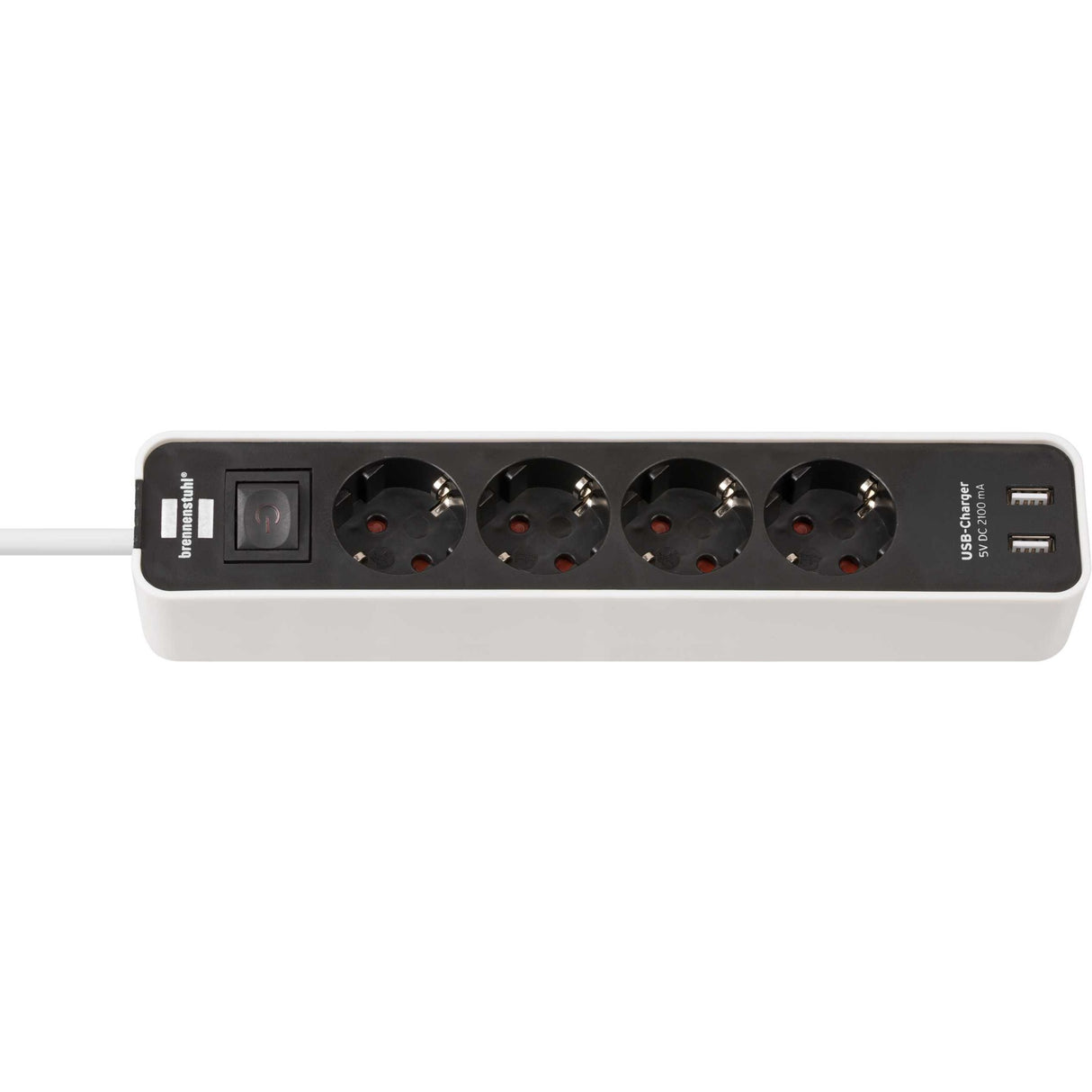 Brennenstuhl ecolor stekkerdoos 4-voudig met 2 usb a-oplaadpoorten 5v 2,10a, 10,5w (stopcontactdoos met usb-a en schakelaar en 1,5 m kabel)