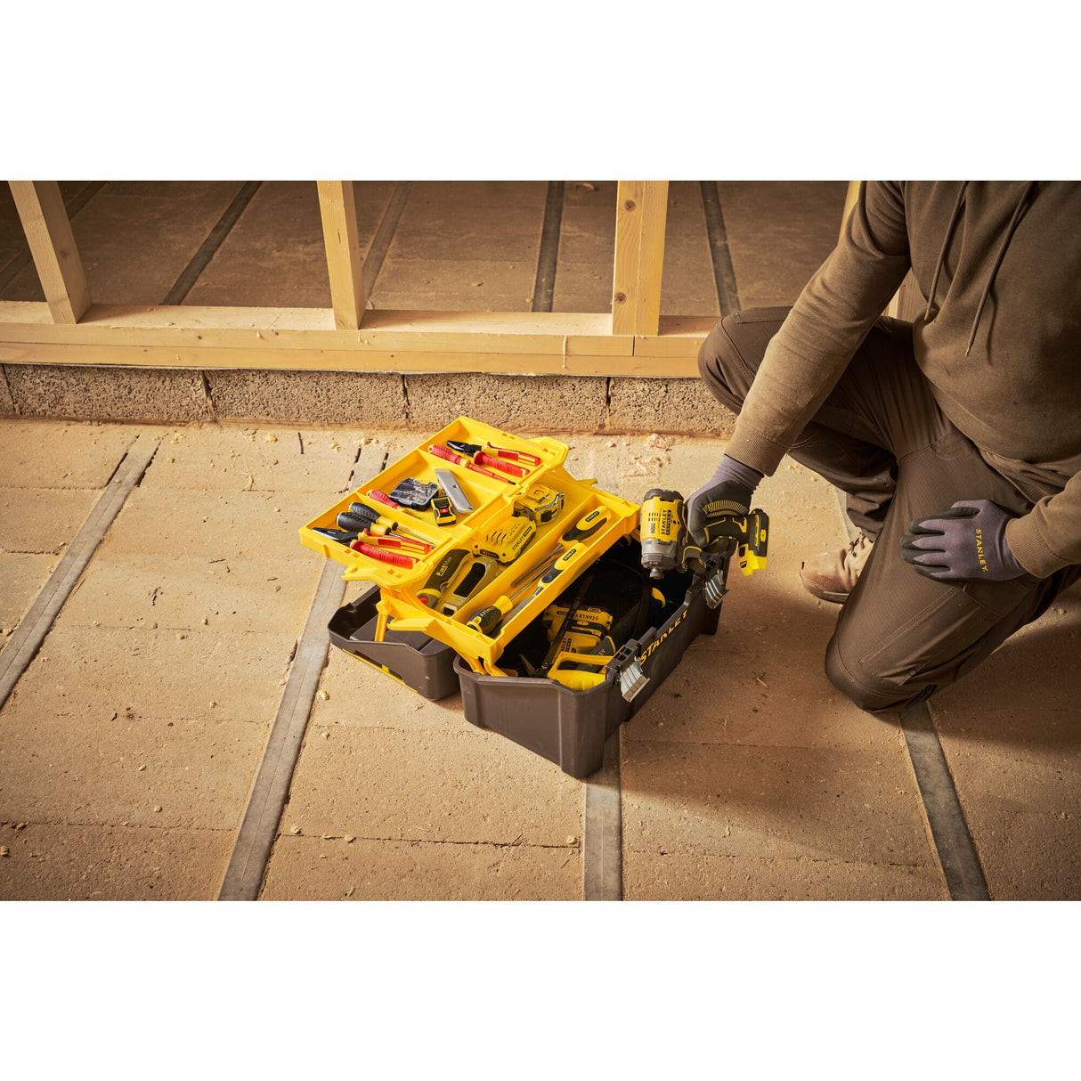 Stanley gereedschapskoffer cantilever 19 gereedschapsbox (zwart geel)