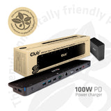 Club 3d usb-c 3.2 gen1 triple display dynamic pd charging dock 100w dockingstation (zwart)