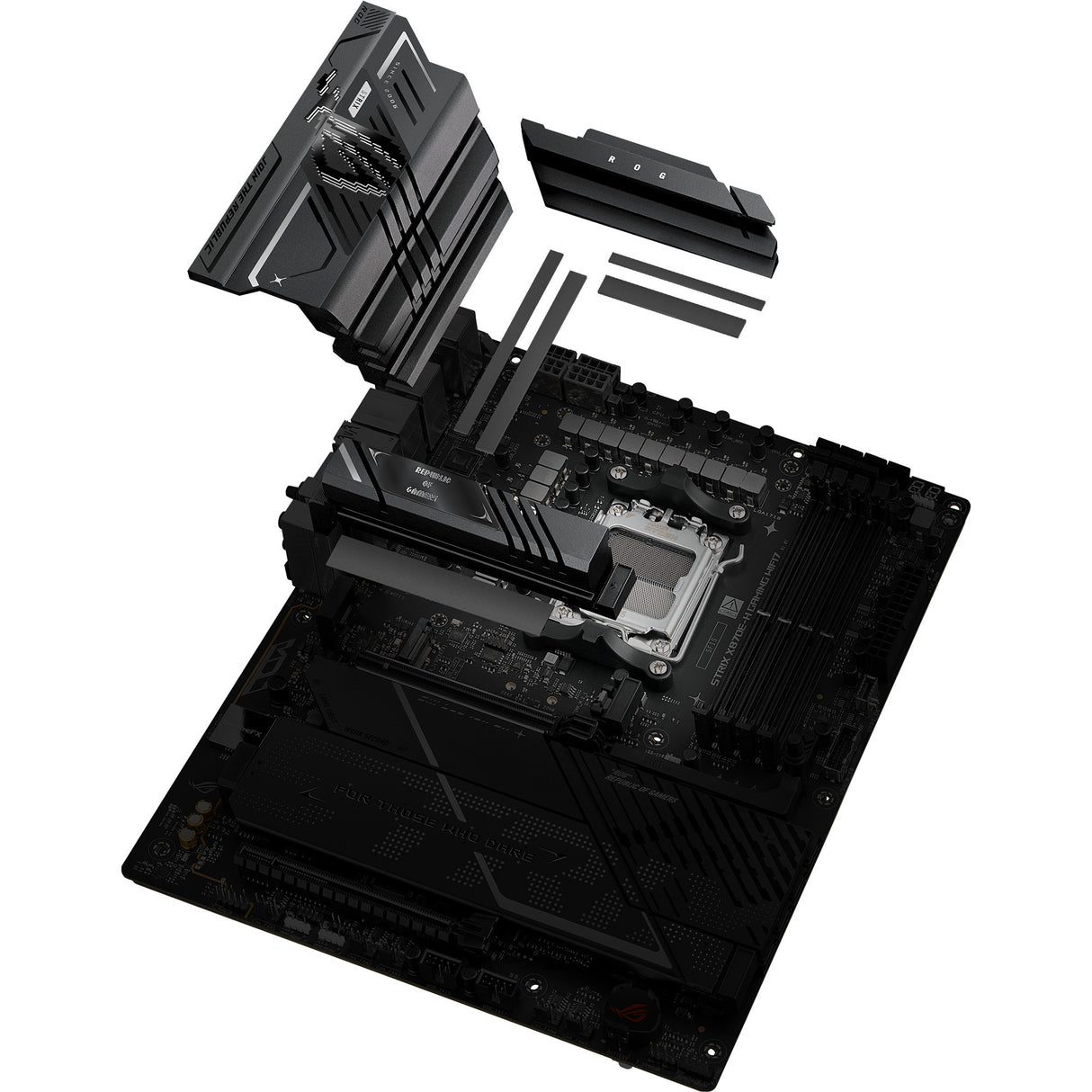 Asus rog strix x870e-h gaming wifi7 socket am5 moederbord (zwart, raid, 5gb-lan, wi-fi 7, bt, sound, atx)