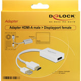 Delock hdmi-a (male) > displayport 1.2 (female) adapter (wit, 0,245 meter)
