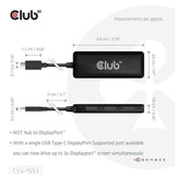 Club 3d usb-c naar 3x displayport hub (zwart)