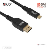 Club 3d usb-c naar displayport 2.1 dp54 bi-directioneel kabel, 8k120hz 2m (zwart)