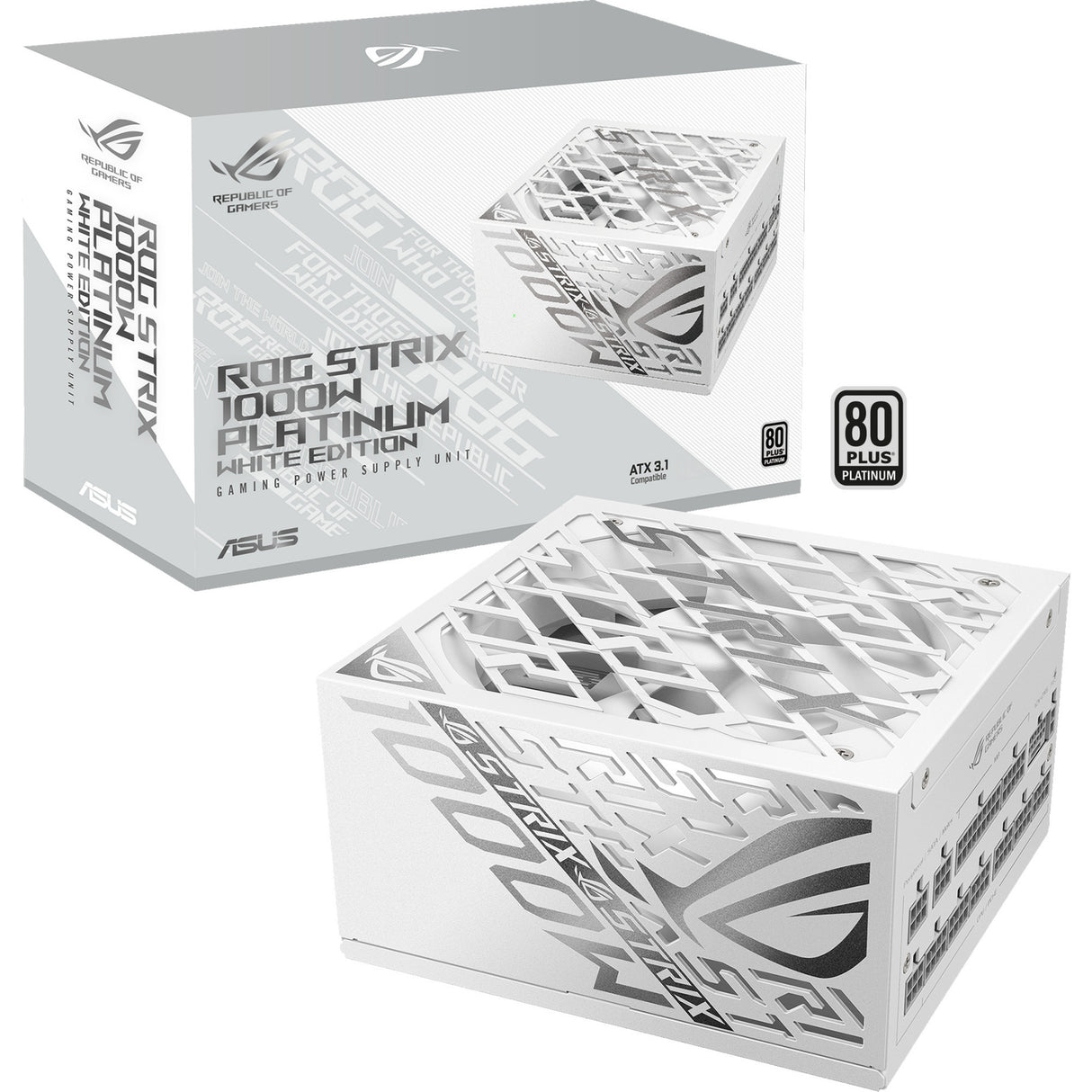 Asus rog strix platinum white edition modulaire 1000 watt voeding (wit, 1x 12v-2x6, 4x pcie)