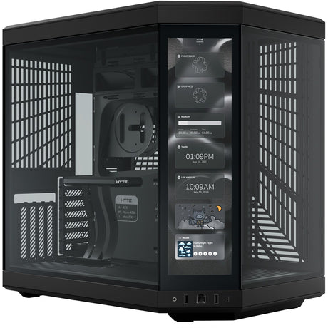 Hyte y70 touch infinite midi tower behuizing (zwart | 2x usb-a | 1x usb-c | tempered glass)