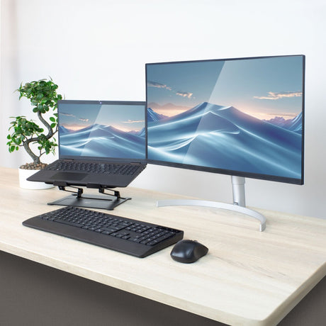 Act connectivity laptopstandaard, aluminium, inklapbaar, traploos in hoogte verstelbaar (zwart)