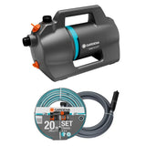 Gardena besproeiingspomp 5000 silent set met slang en aanzuigunit (donkergrijs turquoise, 9081-20 | pomp | 20 m slang | 3,5 m aanzuigunit)