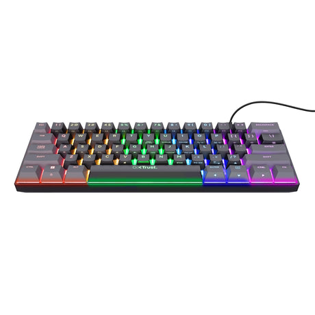 Trust gxt 867 acira 60% mini mechanisch gaming toetsenbord (zwart, us lay-out (qwerty), outemu red, 60%, rgb)