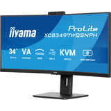 Iiyama prolite xcb3497wqsnph-b1 34 curved ultrawide monitor (zwart, 2x hdmi, displayport, 2x usb-a, 3x usb-c, rj-45)