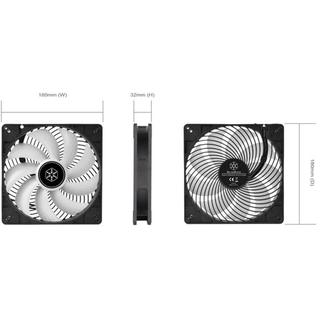 Silverstone air penetrator 184i argb case fan (zwart, 180 x 180 x 32 mm, pwm)
