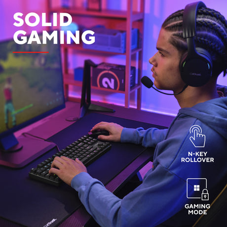Trust gxt 864 cada compact mechanisch tkl-gamingtoetsenbord (zwart, us lay-out (qwerty), huano brown, rgb)