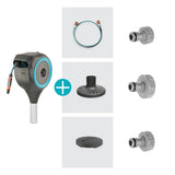 Gardena patio slangenbox rollup s slanghaspel (grijs wit, 15 meter, incl. reinigingsspuit)
