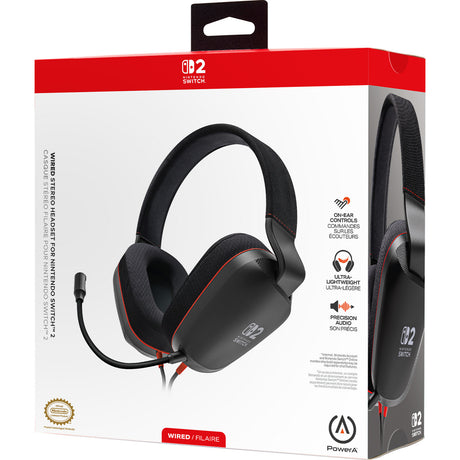 Powera bedrade stereoheadset voor nintendo switch 2 over-ear gaming headset (zwart rood, nintendo switch 2, nintendo switch – oled model, nintendo switch, nintendo switch lite)