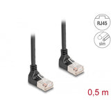Delock rj45 network cable cat.6a s ftp slim 90° upwards upwards angled 0.5 m kabel (zwart)
