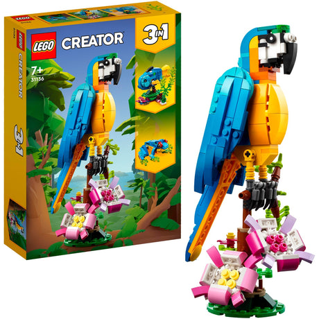 Lego creator 3in1 exotische papegaai - kikker - vis dieren speelgoed set voor kinderen - 31136