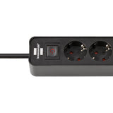 Brennenstuhl ecolor 4-voudige stekkerdoos met 2 usb-laadaansluitingen stekkerdoos (zwart, 2x usb-c)