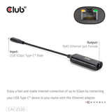 Club 3d usb-c naar rj45 5gbps ethernet m f adapter (zwart)