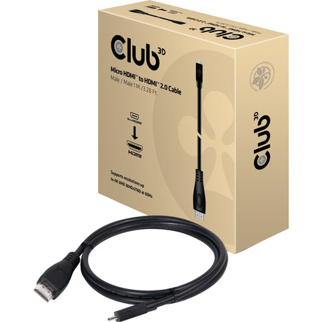 Club 3d micro-hdmi naar hdmi 2.0 kabel (zwart, 1 meter, 4k)