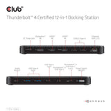 Club 3d thunderbolt 4 12-in-1 dock dockingstation (zwart)