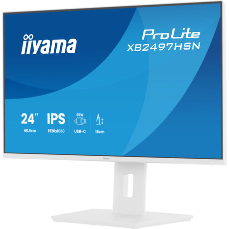 Iiyama prolite xb2497hsn-w1 23.8 monitor (wit, hdmi, displayport, usb-c, audio, lan, 100 hz)