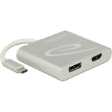 Delock usb-c > 1x hdmi + 1x displayport adapter (zilver, 0,1 meter, 4k)