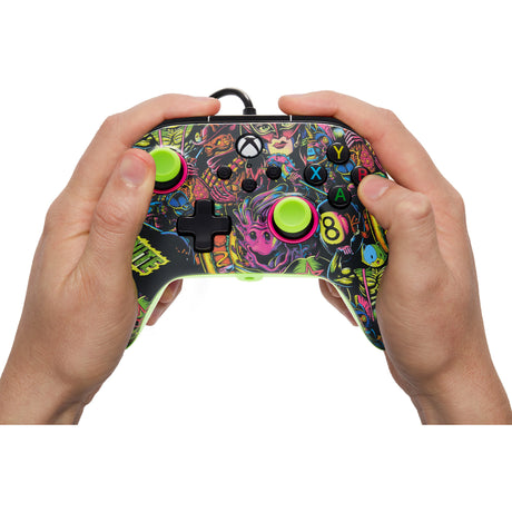 Powera advantage controller met kabel voor de xbox series x|s - fortnite: glow (neongroen, xbox series x|s, xbox one, pc)