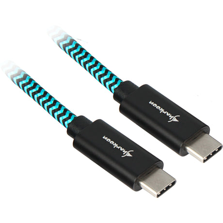Sharkoon usb 3.2 kabel, usb-c > usb-c (zwart lichtblauw, 0,5 meter)