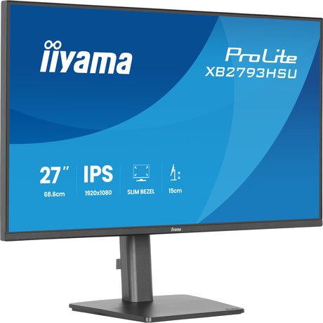 Iiyama prolite xb2793hsu-b1 27 monitor (zwart (mat), 1x displayport, 1x hdmi, 2x usb-a, 120 hz)