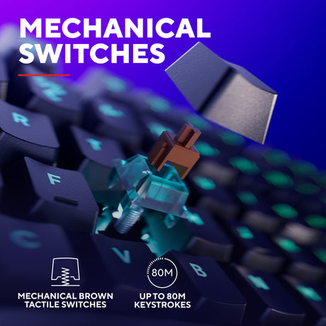 Trust gxt 864 cada compact mechanisch tkl-gamingtoetsenbord (zwart, us lay-out (qwerty), huano brown, rgb)