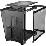Antec c8 curve wood midi tower behuizing (zwart houtkleur | 2x usb-a | 1x usb-c | tempered glass)