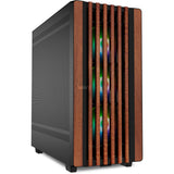 Sharkoon rebel c70m rgb midi tower behuizing (zwart houtkleur | 2x usb-a | 1x usb-c | rgb)