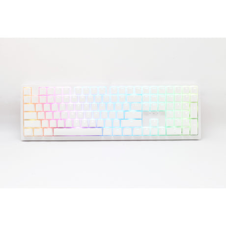 Ducky zero 6108 pure white rgb mechanisch gaming toetsenbord (wit, us lay-out (qwerty), cherry mx2a speed silver, 100%, rgb leds, double-shot pbt, hot swap, 2.4ghz | bluetooth | usb-c)