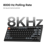 Keychron v1 ultra 8k wireless custom mechanical keyboard (zwart, us lay-out (qwerty), silk pom brown, 75%, rgb, hot swap, 2.4 ghz | bluetooth 5.3 | usb-c)