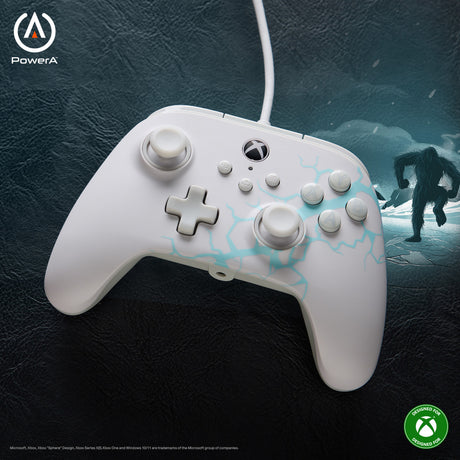 Powera advantage controller met kabel voor de xbox series x|s - poolijs (wit blauw, xbox series x|s, xbox one, pc)