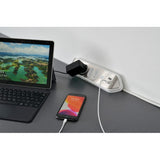 Brennenstuhl ®estilo hoekaansluitdoosstrook met usb laadfunctie 4-weg 2x beschermende contactdozen 2x euro zilver wit