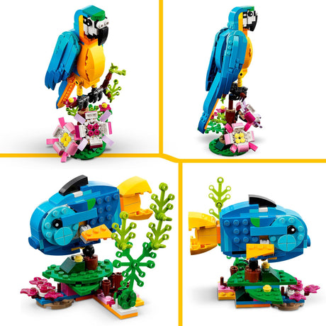Lego creator 3in1 exotische papegaai - kikker - vis dieren speelgoed set voor kinderen - 31136