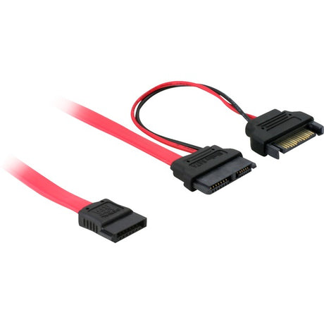 Delock slim sata 13-pin > 7-pin sata + sata power adapter (rood, 0,5 meter)