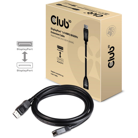 Club 3d displayport 1.4 hbr3 verlengkabel (zwart, 2 meter)