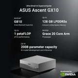 Asus ascent gx10 arm v9.2-a 128 1 mini-pc (donkergrijs | nvidia gb10 grace blackwell | dgx spark | nvlink-c2c | 128 gb | 1 tb ssd)