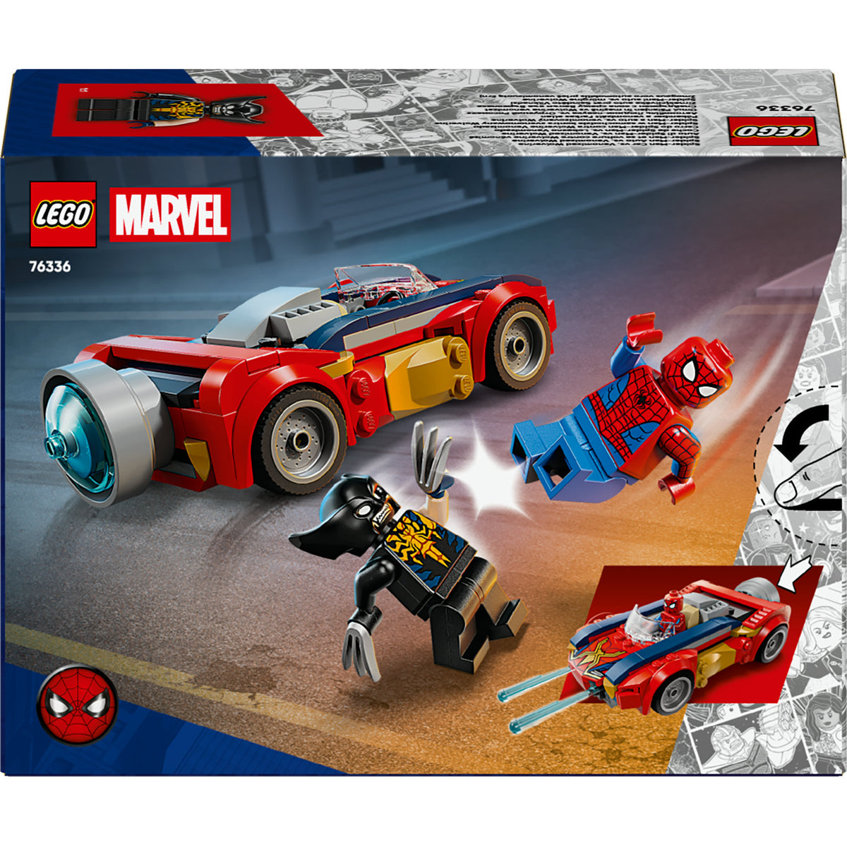 Lego marvel super heroes - spider-man auto vs. venomized wolverine constructiespeelgoed (76336)