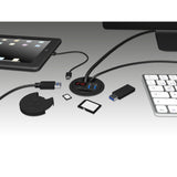 Icy box ib-hub1404 usb-hub (zwart, incl. usb-c, sd- en microsd kaartlezer en oplaadfunctie)