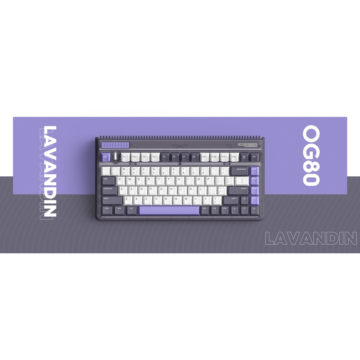 Iqunix og80 lavandin wireless mechanical keyboard (lavendel, us lay-out (qwerty), cherry mx brown, 80% (tkl), hot-swappable, pbt, 2.4ghz | bluetooth 5.1 | usb-c)