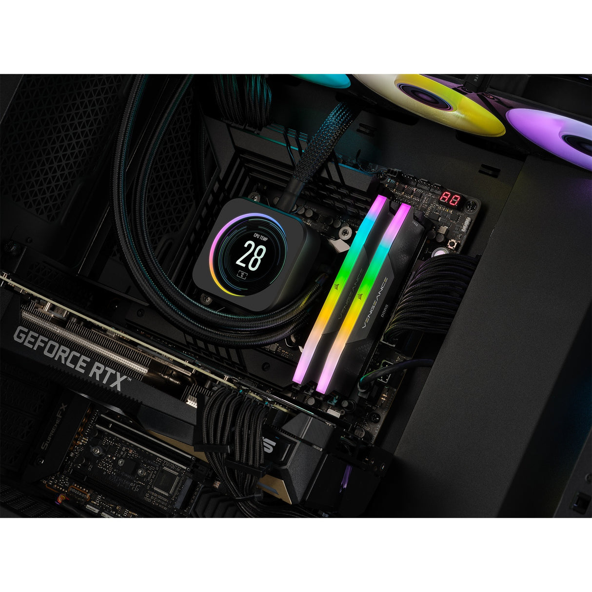 Corsair vengeance rgb 32 gb ddr5-5200 (2x 16 gb) werkgeheugen (zwart, cmh32gx5m2b5200c40, xmp 3.0)
