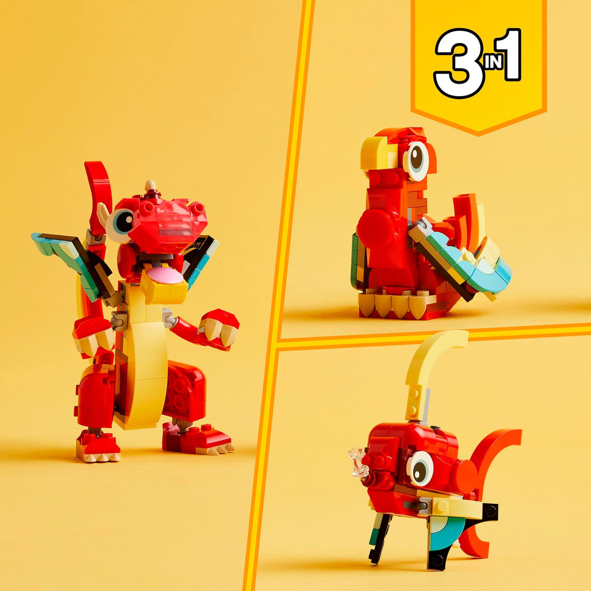 Lego creator 3-in-1 - rode draak constructiespeelgoed (31145)