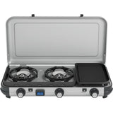 Campingaz camping kitchen 2 multi-cook campingkooktoestel – 3-delig kookoppervlak – elektronische ontsteking - zilvergrijs
